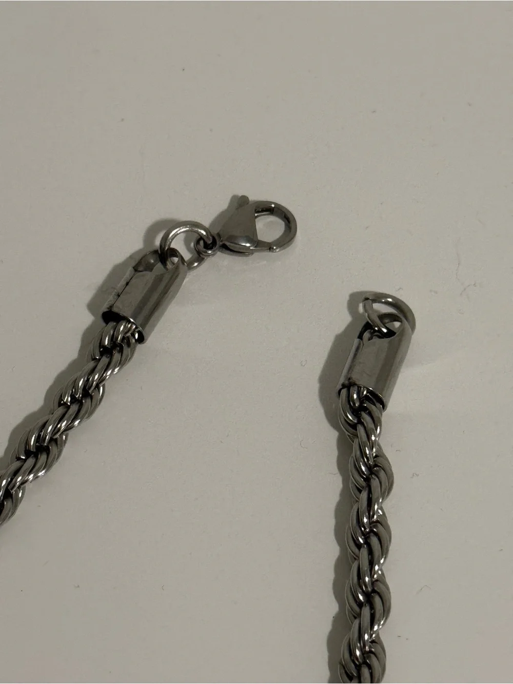 Men's Silver Rope Chain Necklace - Classic Twist Design